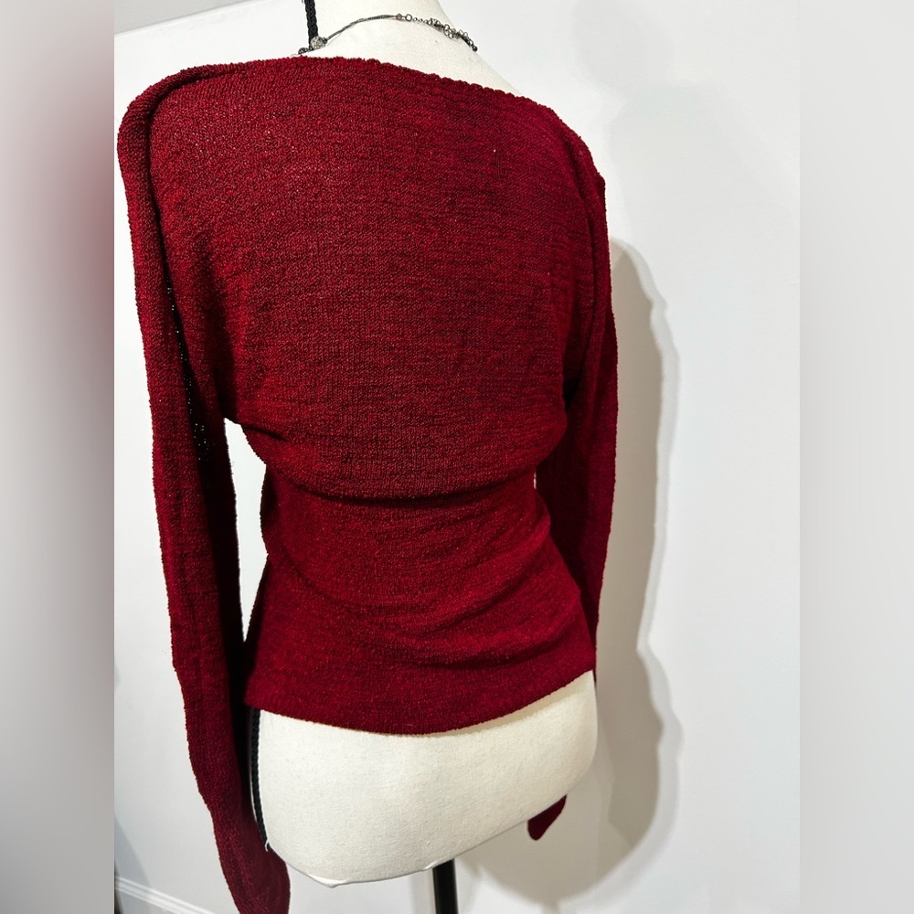 Y2K Cache Deep Wine Knit Sweater Top - Picture 2 of 6